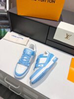 Louis Vuitton White Sky Blue Trainers - Image 2