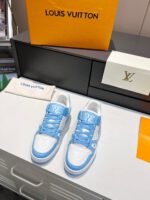 Louis Vuitton White Sky Blue Trainers - Image 3