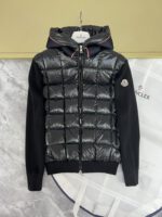 Moncler Cardigan With Padded Front Panel Black