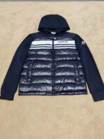 Moncler Mixed Media Navy Cardigan - Image 2