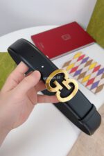 Gucci GG Slat Black Belt Gold Buckle - Image 2