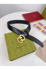 Gucci GG Slat Black Belt Gold Buckle