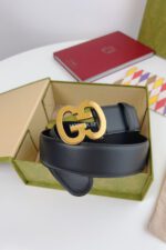 Gucci GG Slat Black Belt Gold Buckle - Image 3
