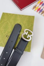 Gucci GG Slat Black Belt Silver Buckle - Image 3