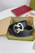 Gucci GG Slat Black Belt Silver Buckle - Image 2
