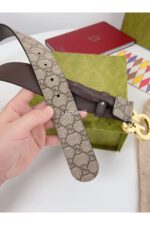 Gucci GG Khaki Belt Gold Buckle - Image 4