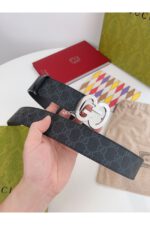 Gucci GG Black Belt Silver Buckle - Image 2