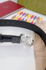 Gucci GG Black Belt Silver Buckle - Image 3
