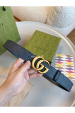 Gucci GG Marmont Black Belt Gold Buckle