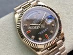 Rolex Day-Date Rose/Brown Dial Red Stones Watch - Image 3