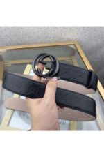 Gucci GG Signature Black Belt Black Buckle