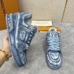 Louis Vuitton Blue Metallic Trainer - Image 3