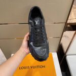 Louis Vuitton Active Leather Black Monogram Run Away Sneakers - Image 3