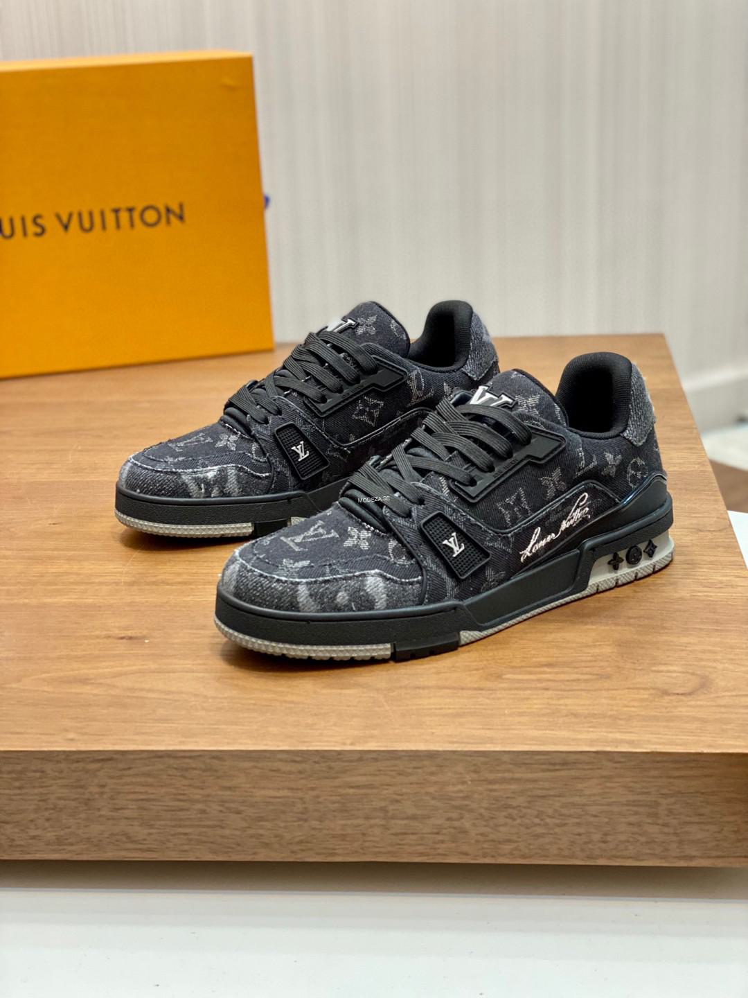 a621410f Louis Vuitton Black Monogram Denim Trainer - Image 1