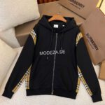 Burberry Check Detailed Zip Hoodie