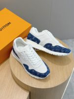 Louis Vuitton White/Blue Monogram Run Away Trainer - Image 3