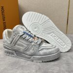 Louis Vuitton Silver Metallic Trainer - Image 3