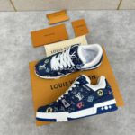 Louis Vuitton Embroidered Navy Trainer - Image 3