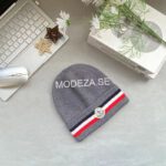 Moncler Enfant Virgin-Wool Logo Patch Grey Beanie - Image 2