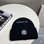 Stone Island Black Logo Beanie - Image 4