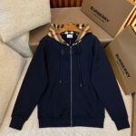 Burberry Check Detailed Zipped Drawstring Hoodie