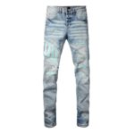 Amiri Ripped Text Embroidered Stretch Slim fit Jeans - Image 2
