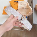 Louis Vuitton Monogram Reversible White Belt