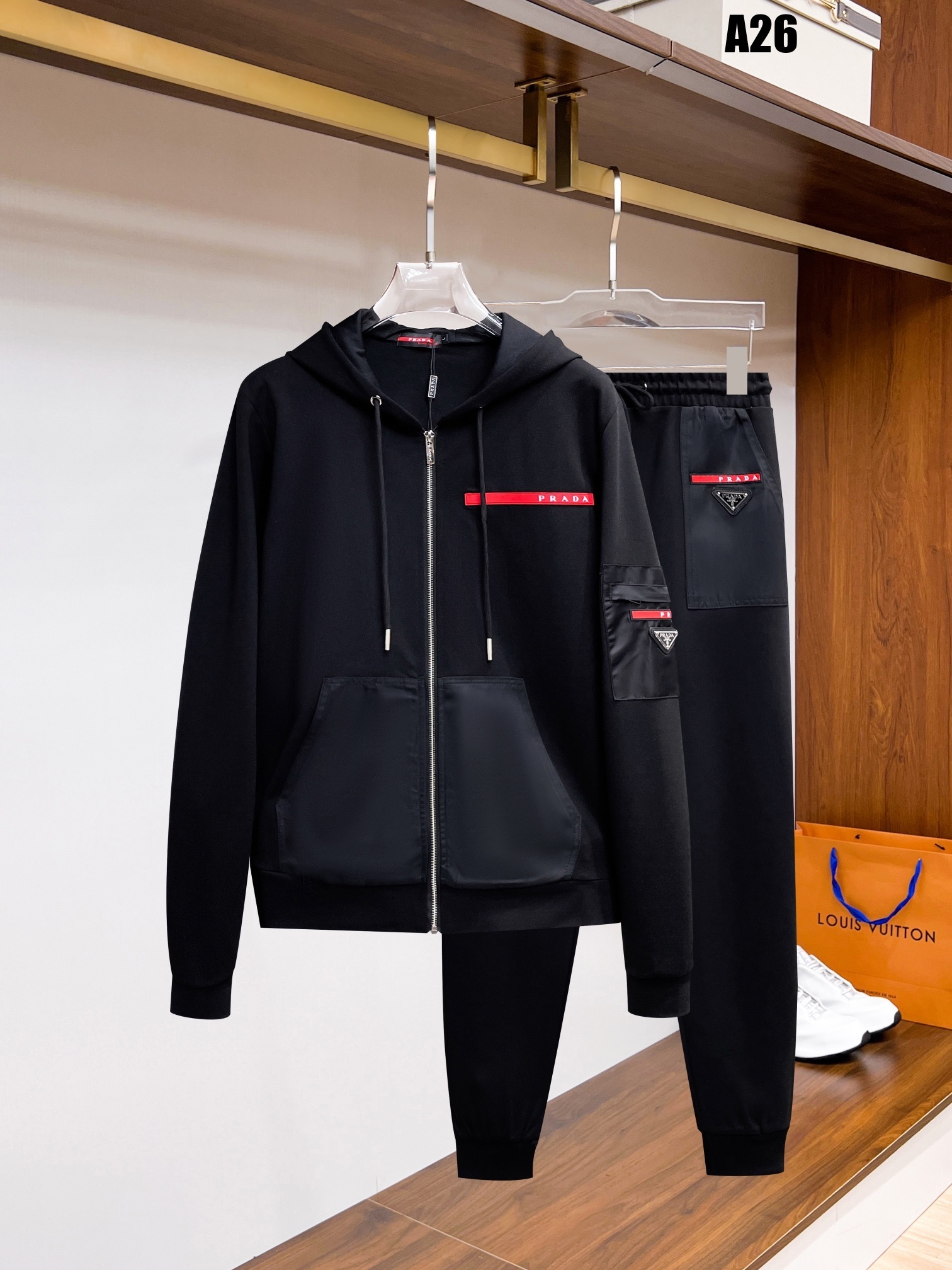 e61bad03 Prada Logotype Black Tracksuit - Image 1